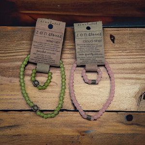 2 Bracelet and Ring Sets 1 Peridot, 1 Rose Quartz Intelligence and Love Combo Ze